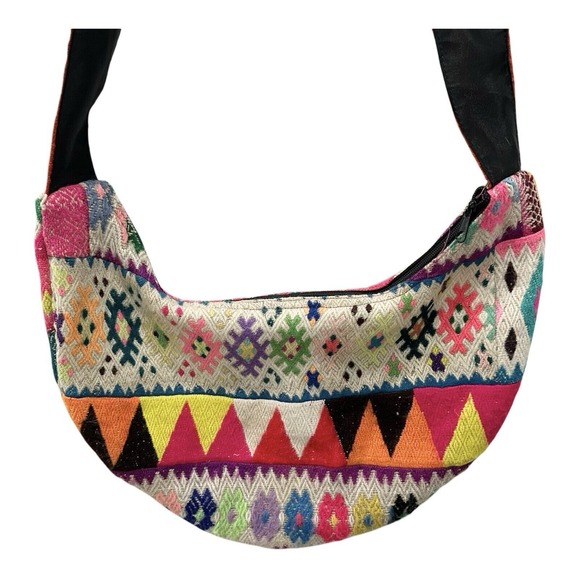 Handbags - Aztec Hobo Bag Colorful Embroidered Patchwork Tapestry Tribal Festival Crossbody